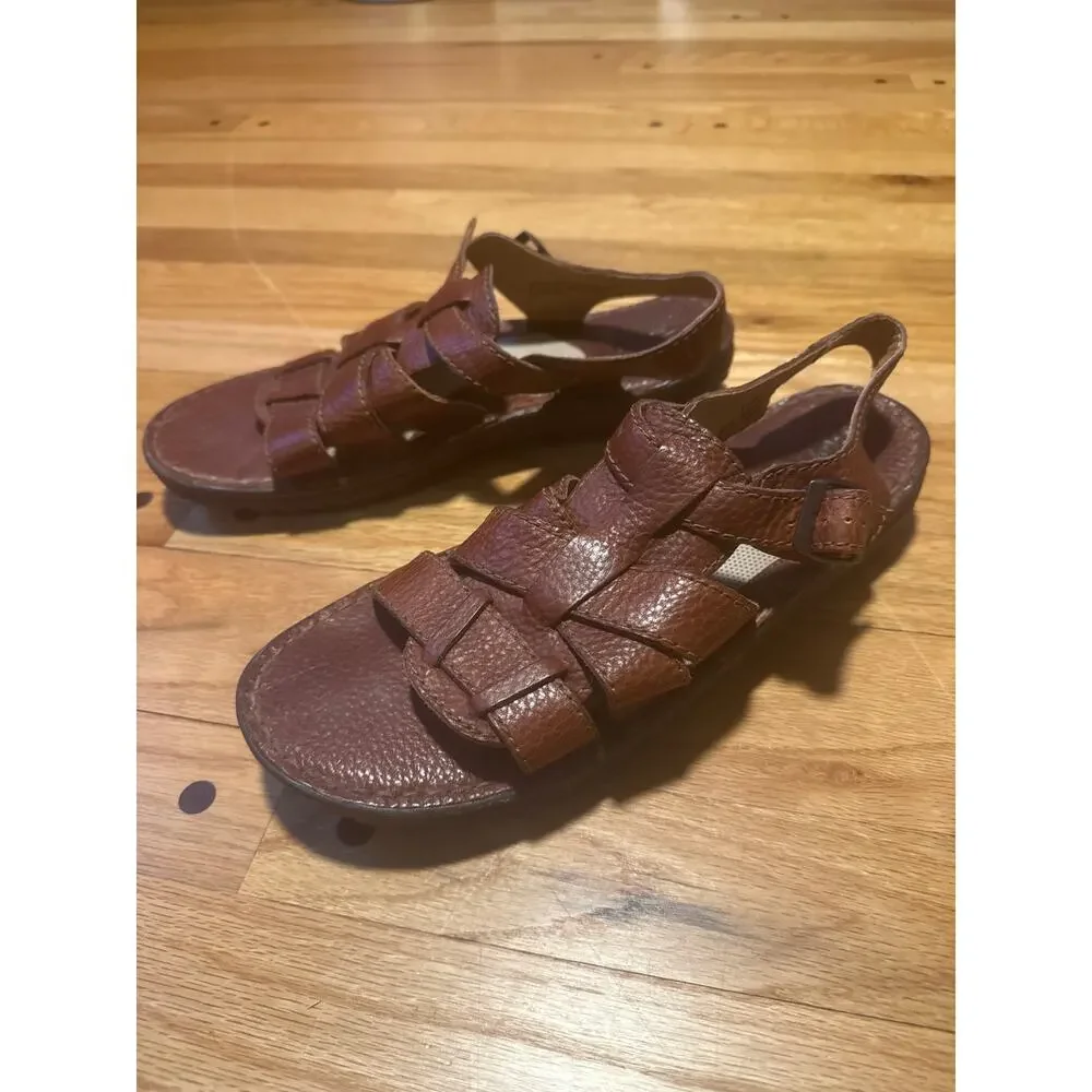 Born Leather Slingback Sandals Men's Sz 11 EU 43 Brown Handcrafted Comfort